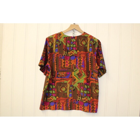 VINTAGE CHE STUDIO ALL OVER ART TO WEAR PRINT BLOUSE MADE IN USA SIZE MEDIUM M - Picture 8 of 9